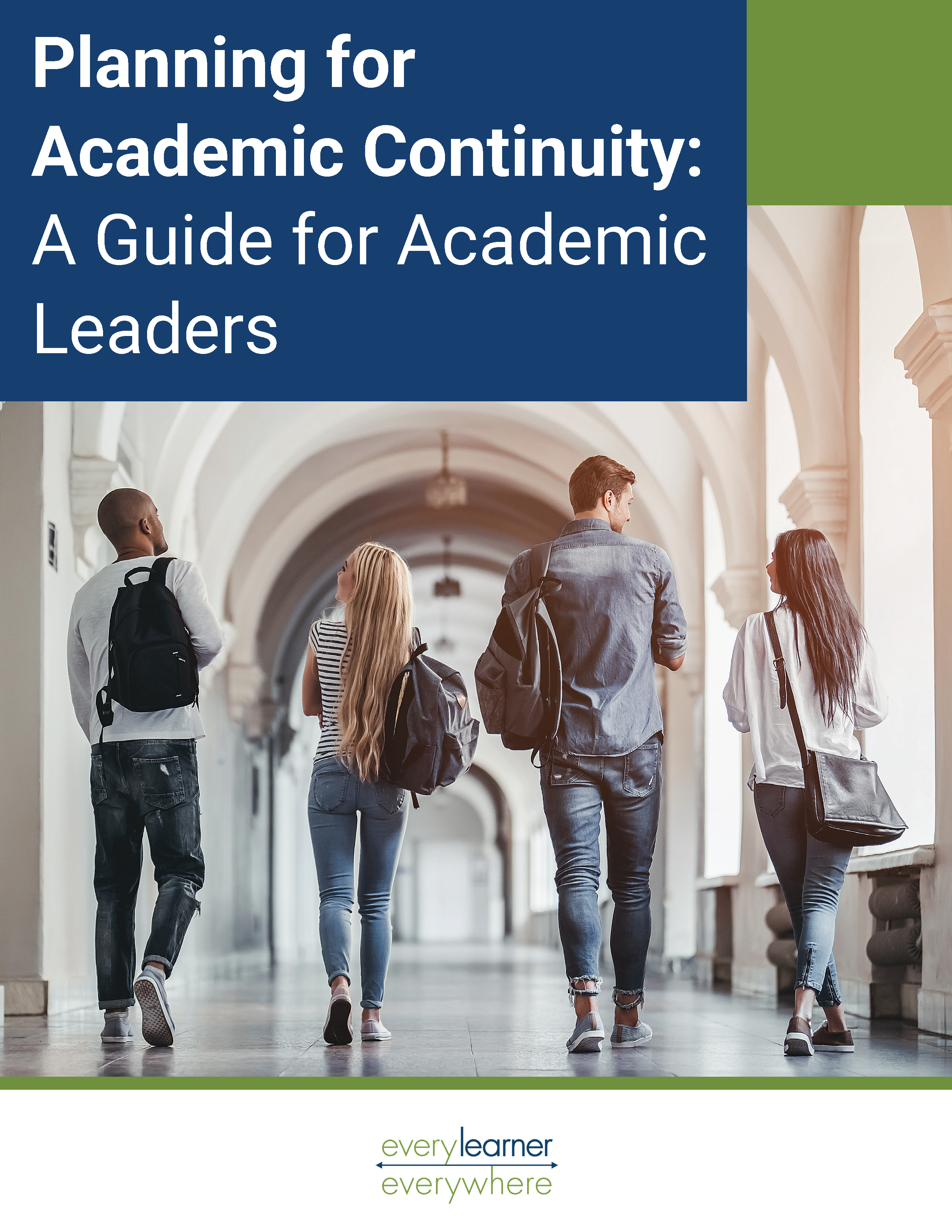 Students walking on campus with Academic Continuity Plan.