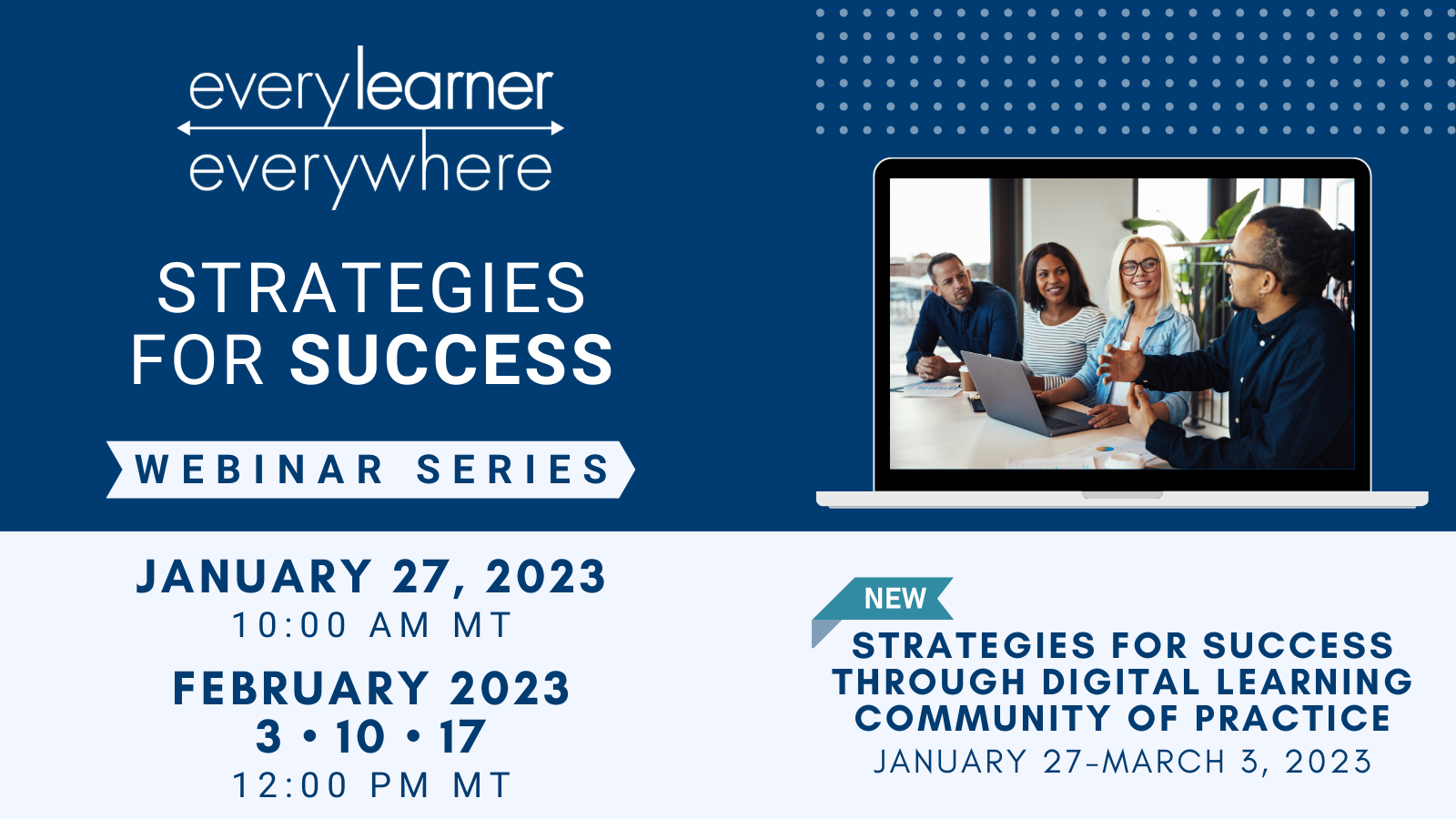 Strategies for Success Webinar graphic with image of faculty collaborating